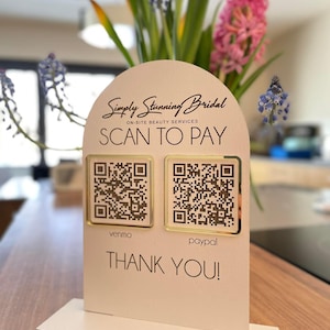 Custom Engraved Personalized QR Code Sign | Payment Collection | Social Media | Scannable | Small Business Vendor Booth Display