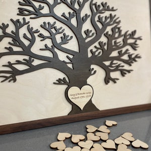 Personalized Wood Family Tree | Laser Cut Engraved | Hearts | Framed Wall Decor |Anniversary | No Name Limit Wedding Gift