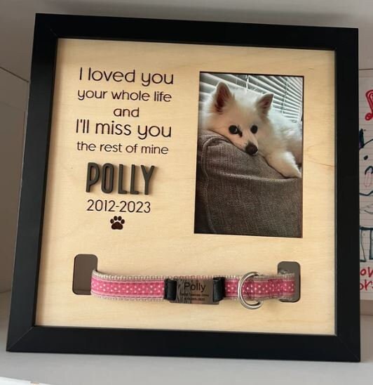 Personalized Pet Memorial | Photo Frame | Dog Cat Collar Display | Wood ...