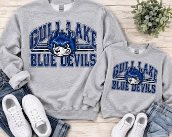 Distressed School Name and Mascot School Spirit Sports Team Personalized Printed Adult Apparel Gift
