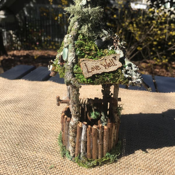 Small Wishing Well, handmade fairy house, personalized gift, custom made - Love Well - Mini garden decoration