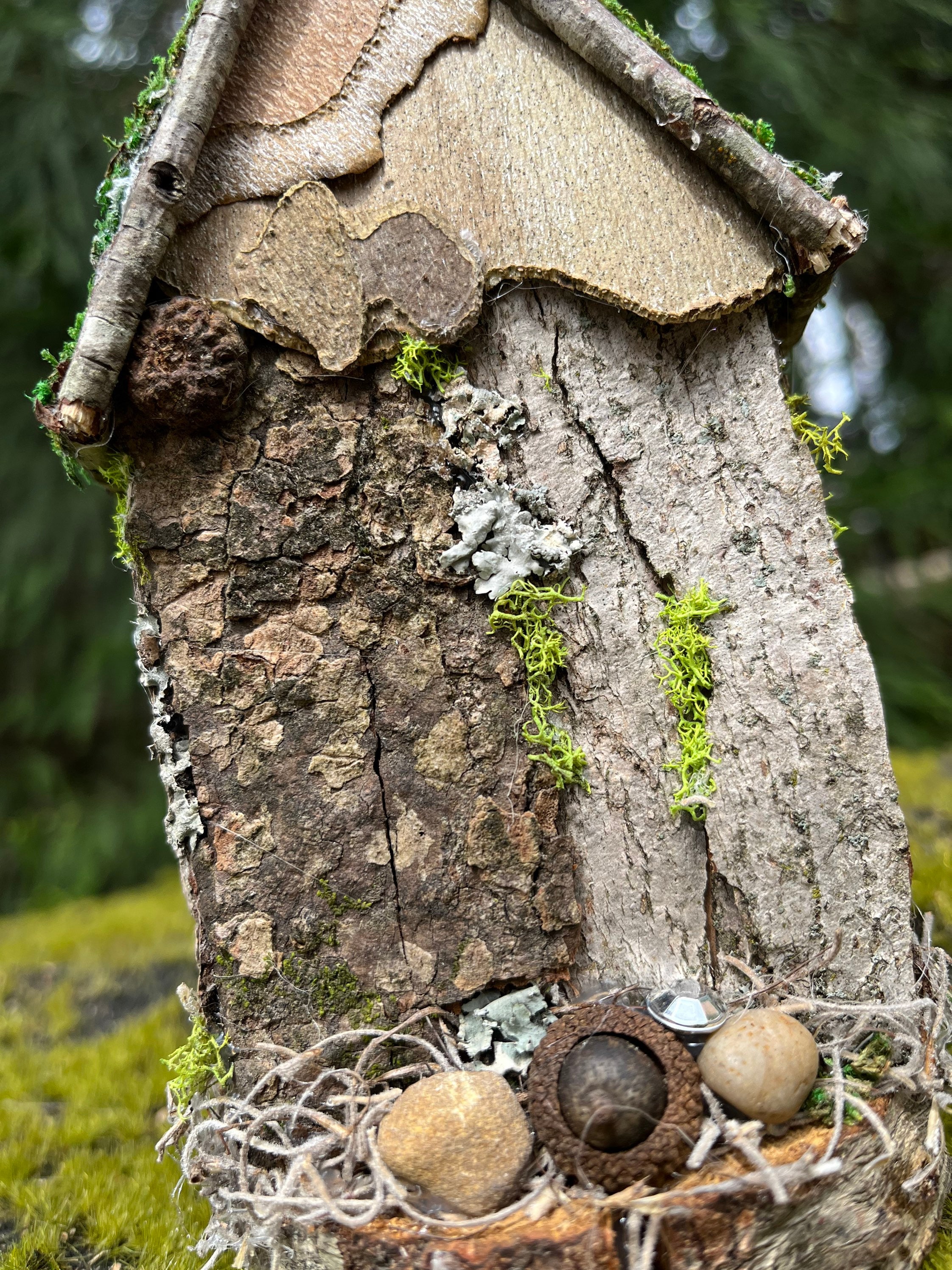 Handmade Fairy Dog House, Personalized Pet Memorial, Natural Bark Wood ...