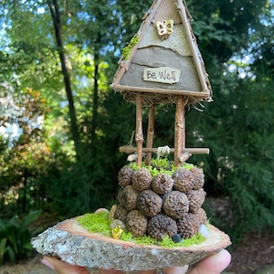 Petit puits à souhaits, maison de fée faite main, cadeau personnalisé, cadeaux sur mesure, accessoire de jardin féerique, cadeaux pour maman, cadeaux pour elle, fée