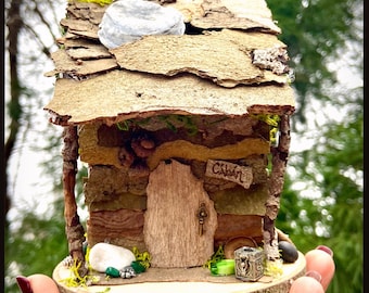 Small Fairy House, handmade fairy house, personalized gift, custom made - Caban (Irish for Cabin)