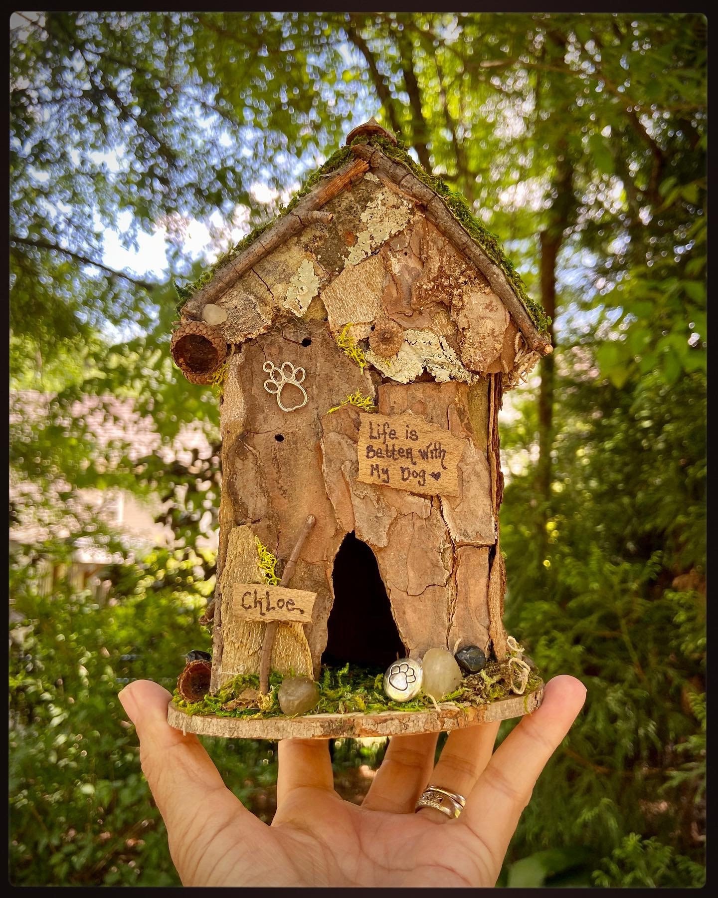 Fairy Dog House, handmade fairy house, personalized gift, custom made - Life Is Better With My Dog - Small