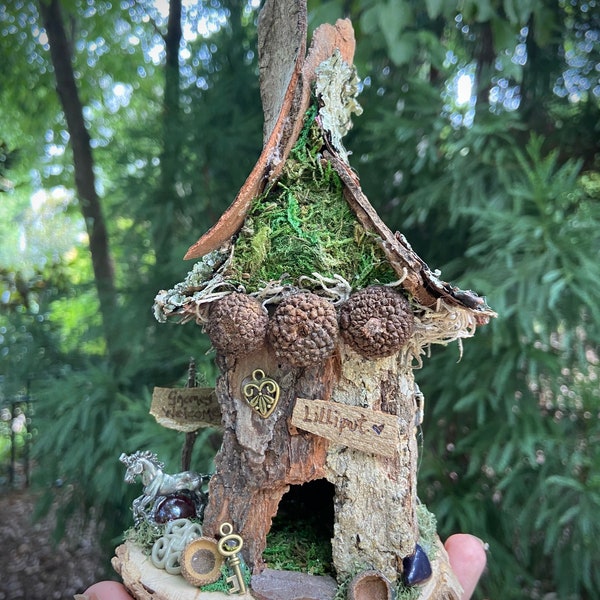 Mini Fairy House, handmade fairy house, personalized gift, custom made gift - Lilliput - Gnomes Welcomed