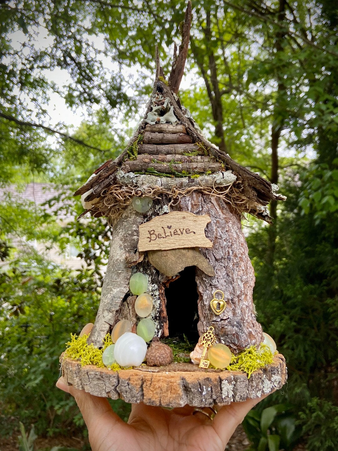 Medium Fairy House, Handmade Fairy House, Personalized Gift, Custom