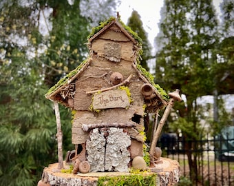 Small Handmade Fairy Barn, handmade fairy house, personalized gift, custom made - The Barn • Love Lives Here