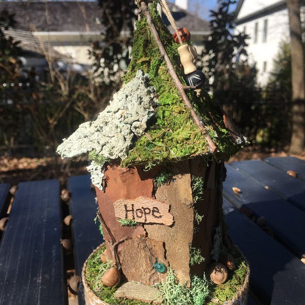 Mini Fairy House, handmade fairy house, personalized gift, custom made gift - Hope