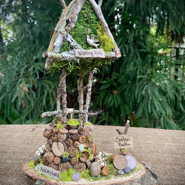 Wishing Well, handmade fairy house, personalized gift, custom made - Central Park • Wishing Well