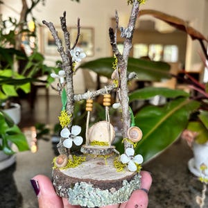 Itty bitty swing, fairy garden accessory, tiny swing, fairy swing, birthday gift, gifts for her, personalized gift, customized gifts, fairy