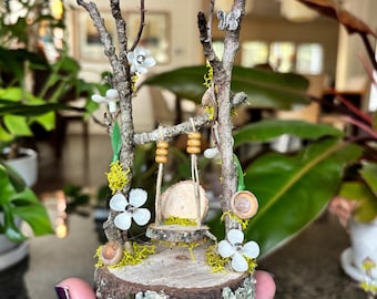 Itty bitty swing, fairy garden accessory, tiny swing, fairy swing, birthday gift, gifts for her, personalized gift, customized gifts, fairy