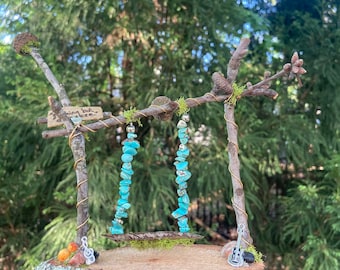 Handgefertigte Feenschaukel, personalisierte Gartendekoration, Geburtstags- / Housewarming-Geschenk