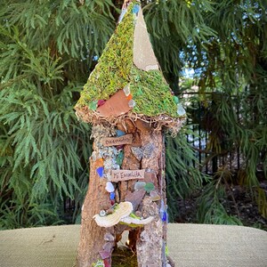 Large Handmade Fairy House, personalized gift, custom made, fairy garden - Mi Escuelita - custom order with fairy lights (optional)