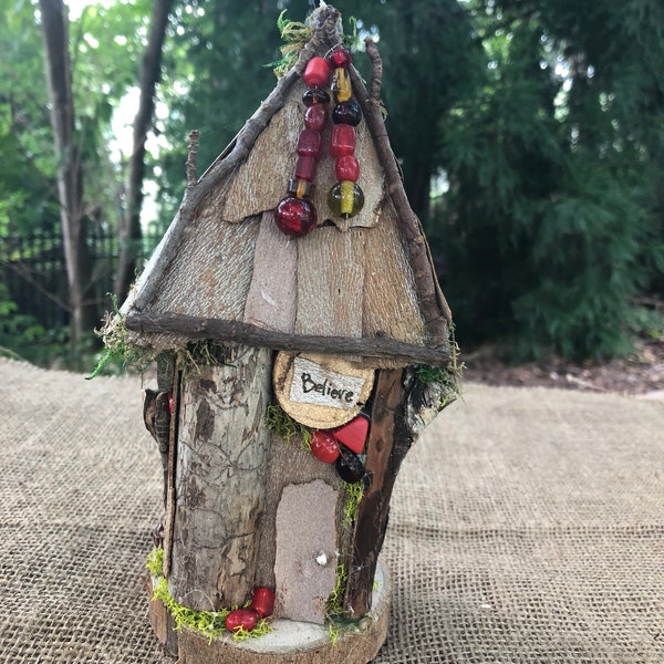 Mini Fairy House, handmade fairy house, personalized gift, custom made gift - Believe