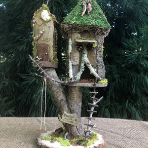 Double Fairy House, handmade fairy house, personalized gift, custom made, birthday gift for daughter - fairy lights welcomed
