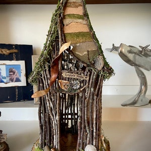 Large Handmade Fairy House, handmade doll house, personalized gifts, custom made gifts, birthday gifts for her, natural materials, tea light