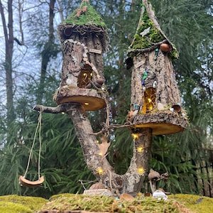 Double Fairy House, handmade fairy house, personalized gift, customized gift, birthday gifts for her, gnome home, fairy garden accessories