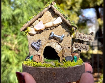 Itty Bitty Dog House, handmade fairy house, personalized gift, custom made, gifts for dog lovers