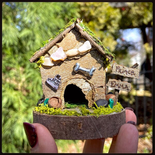Itty Bitty Dog House, handmade fairy house, personalized gift, custom made, gifts for dog lovers