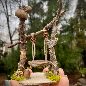 Itty bitty swing, fairy garden accessory, tiny swing, fairy swing, handmade swing, birthday gifts, gifts for her, personalized gifts, custom