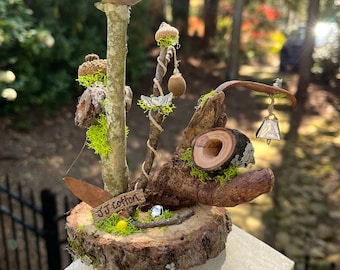 Mini Fairy Cat Tree, fairy garden accessories, handmade fairy gift, personalized gift, custom made gift, gifts for cat lovers, fairy house