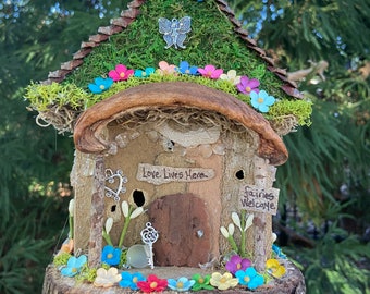 Medium Fairy House, handmade fairy house, personalized gift, custom made - Love Lives Here