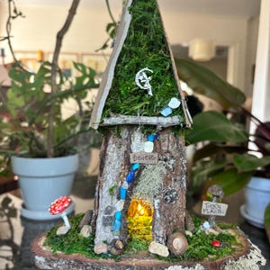 Medium Handmade Fairy House, custom made, personalized gift, fairy lights, fairy garden, birthday gifts for her, birthday gifts, Tinker Bell