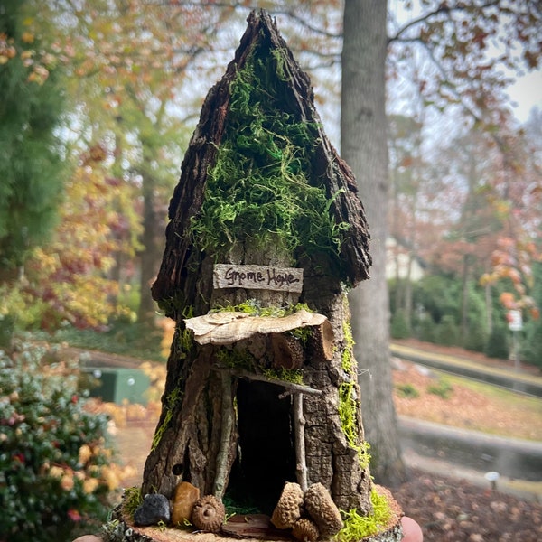 Mini Fairy House, handmade fairy house, personalized gift, custom made gift - Gnome Home - fairy lights optional