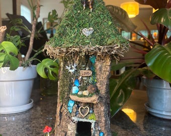 Large Handmade Fairy House, fairy garden accessory, personalized gift, customized gift, birthday gift for her, gnome home, housewarming gift