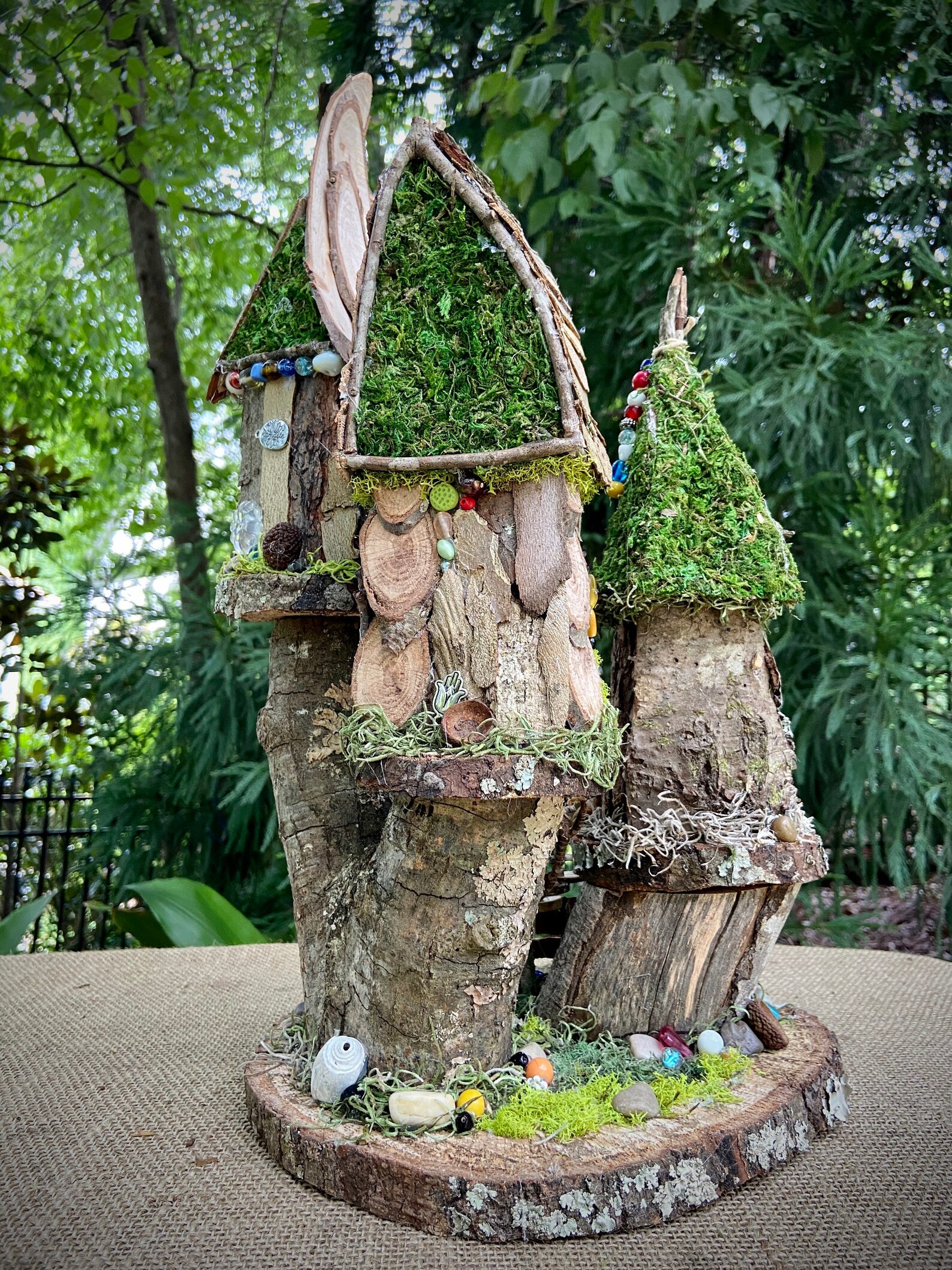 Triple Fairy House Handmade Fairy House Personalized Gift Etsy