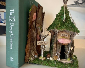 Handmade Bookend, handmade fairy house, personalized gift, custom made - Willow (small)