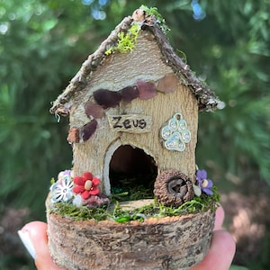 Itty Bitty Dog House, handmade fairy house, personalized gift, custom made