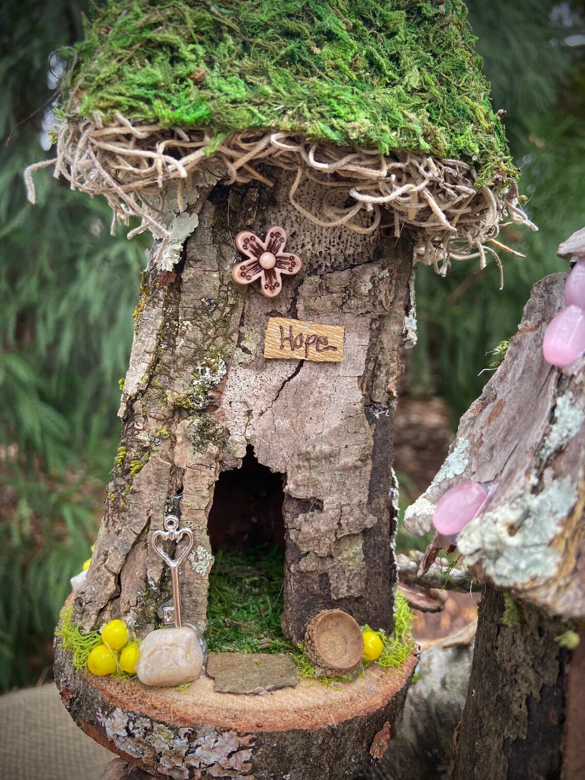 Triple Fairy House Handmade Fairy House Personalized Gift Etsy
