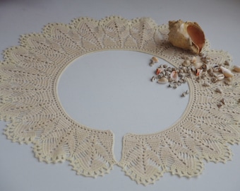 Handmade Crochet Collar – Vintage Style Detachable Cotton Lace Collar – Beige Crochet Neck Accessory for Dresses & Blouses
