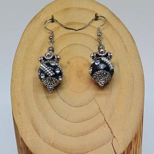 Jeweled Black & Silver Earrings