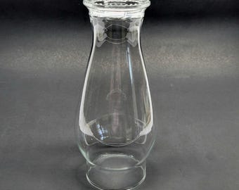 Vintage helderglazen orkaanlamp schoorsteen | Wereldbol met kralenrand | Olielampenkap in antieke stijl