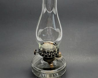 Vintage helderglazen olielamp orkaanlantaarn Hong Kong primitief boerderijdecor 13"