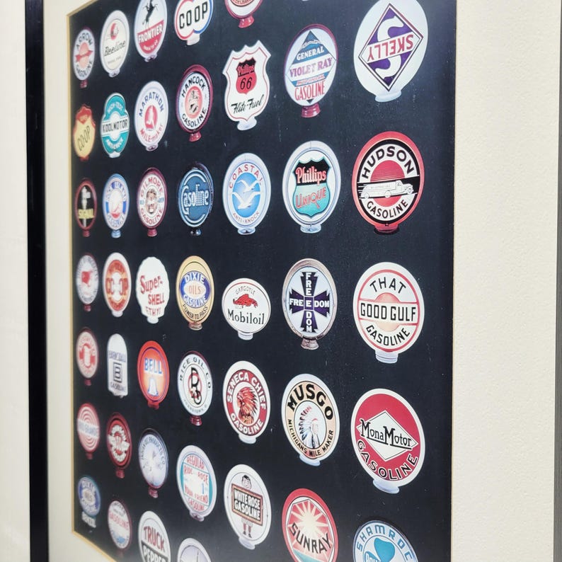 Vintage Gas Pump Globe Poster, Retro Petroliana Garage Wall Art ...