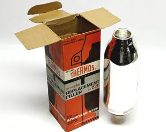 Vintage Thermos Stronglas 22F Replacement Filler, Pint Standard Neck Vacuum Bottle Glass Liner With Original Box