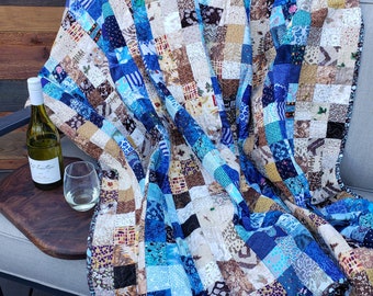 Quilt - Brown and Blue Patchwork