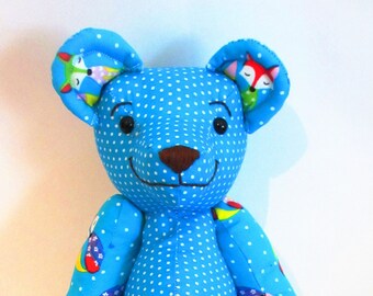 Teddy bear with fox fabric handmade nursery decoration baby shower gift birthday