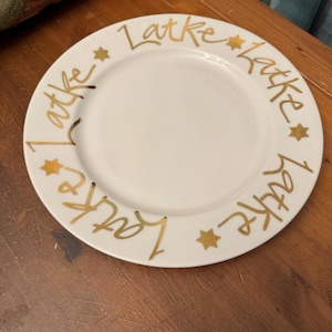 Latkes Chanukah Hanukkah Rosanna Imports REPLACEMENT 11 inch Plate Platter white with gold classic holiday look decor table
