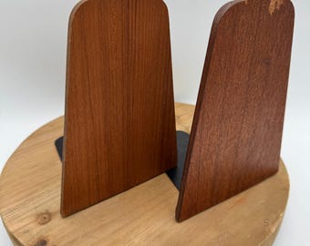 Vtg Danish MCM Kai Kristiansen 1960 Teak Wood Bookends Geometric Interior Decor