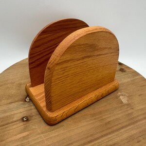VTG Mid Century Modern Küche Serviettenhalter Holz Abgerundeter Profilbogen Eiche hell lackiert