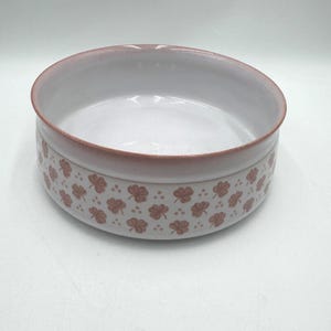 Denby Falling Leaves Serving Bowl white pink leaves clovers ceramic England stoneware