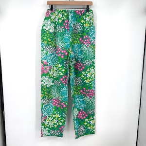 1980s pants floral vibrant vintage 80s Prestige slacks Pants woman’s size 14
