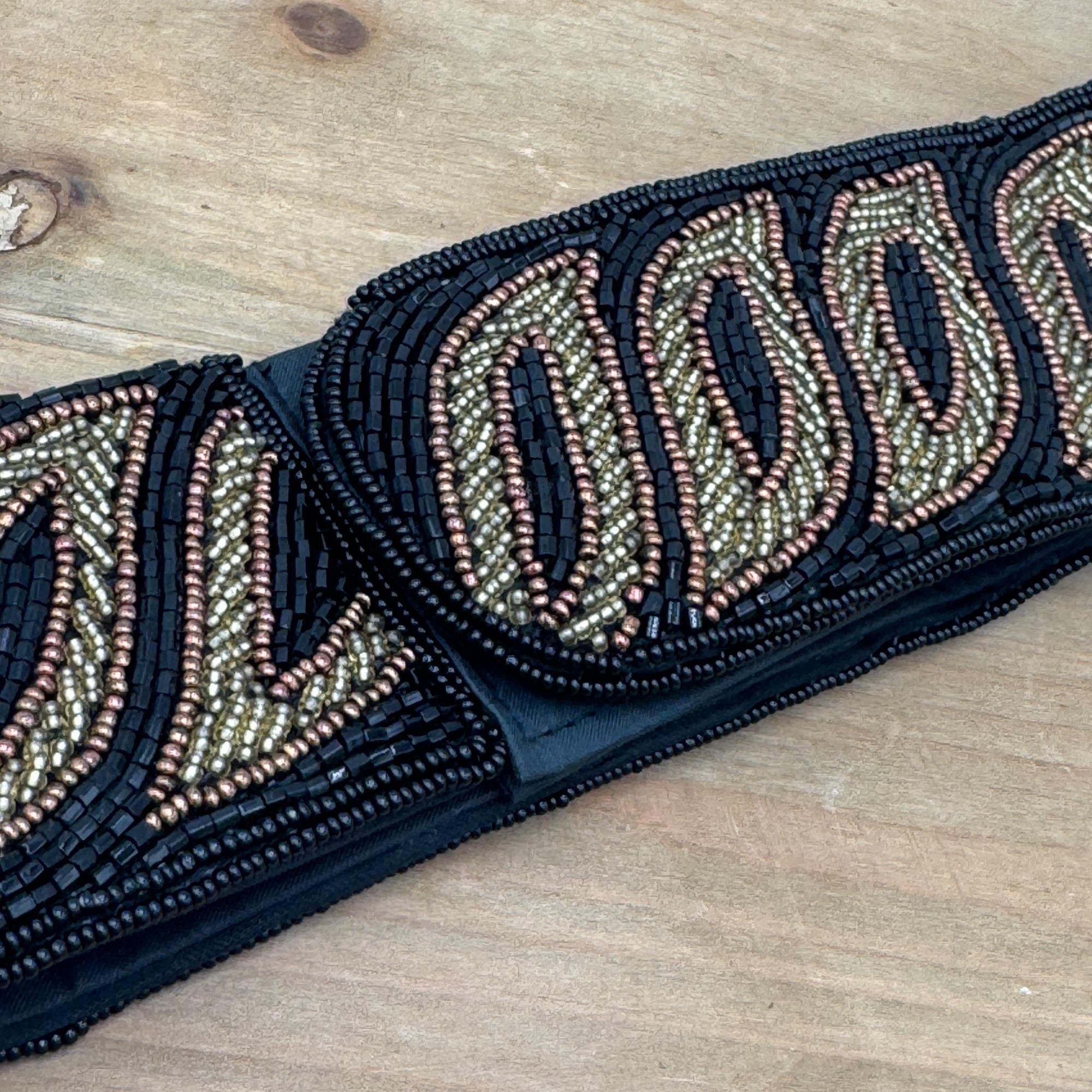 Vintage Le Regale Beaded Statement Belt, Jewel Tone Beading, Black Satin, Glam La Regale Belt - Etsy main image 4