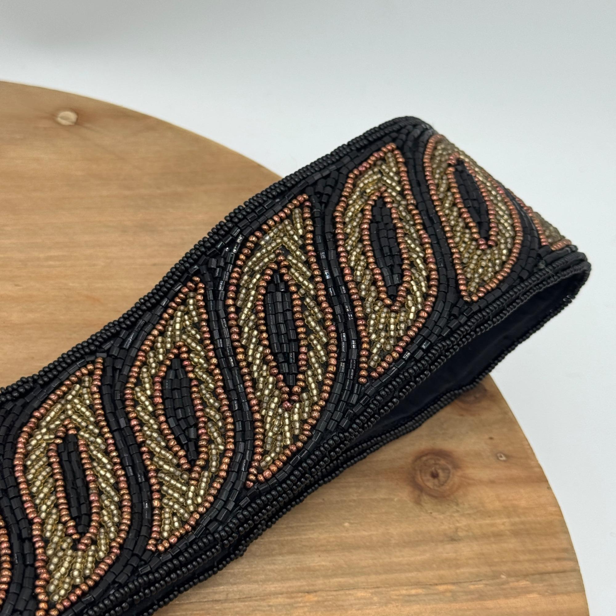 Vintage Le Regale Beaded Statement Belt, Jewel Tone Beading, Black Satin, Glam La Regale Belt - Etsy main image 3