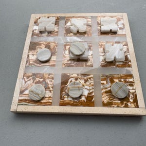 Mini Marble Xs and Os Set, Marble Board, Vintage 70s, Marble Stone, XOX, Games, Puzzles, Collectors, Home Decor